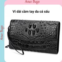 Ví cầm tay nam Aneebags ví tiền nữ da cá sấu bóp cầm tay đẹp da thật cao cấp thời trang dáng dài