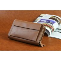 Ví Cầm Tay Nam da thật sang trọng đi dự tiệc cực Đẹp, Mẫu Clutch 2 khoá nắp gập bản to giá rẻ HD006