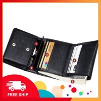 Ví Cầm Tay Nữ Mini Da Bò Kim Sa Quý Phái Khóa Chữ D Xinh Xắn Kiểu Dáng Gấp