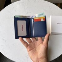 Ví cầm tay nữ nam nhỏ gọn bỏ túi nhiều ngăn da thật cao cấp thời trang PANDAGO Pandora 02 đáng đứng - Xanh Than