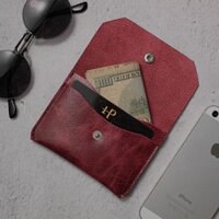 Ví Card Đựng Thẻ ATM, NameCard Nữ Mini Da Bò Italia Màu Rượu Vang sang Trọng DA BÒ thật