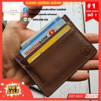 Ví Card Holder Da Bò Saffiano Cao Cấp 🎁FREESHIP🎁 Da Bò Nhập Khẩu - BH 3 Năm