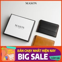 Ví card mini nhỏ gọn cầm tay HANDCRAFT handmade thủ công da nhập khẩu cao cấp Unisex Nam Nữ thương hiệu MASON *