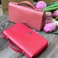 Ví Coach clutch chính hãng cầm tay 2 màu đỏ - hồng xả hàng