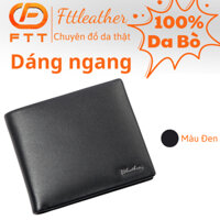 Ví da bò dáng ngang nam cao cấp FTT Leather tiện lợi nhiều ngăn để thẻ cam kết da thật