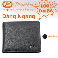 Ví da bò nam dáng ngang cao cấp FTT Leather tiện lợi nhiều ngăn để thẻ cam kết da thật