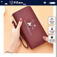 Ví da, bóp da nữ cầm tay VLUX 2 ngăn khóa lớn đựng tiền,thẻ bảo hiểm,CMT - VX07