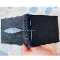 VÍ DA CÁ ĐUỐI HANDMADE - DA THẬT - MÀU ĐEN - NEW 100% - HÀNG ĐẸP
