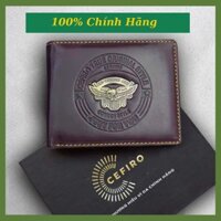 Ví Da Cao Cấp, Ví da Bò Nam CEFIRO Chính Hãng logo Đại Bàng 2 màu đen-nâu