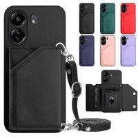Ví Da Cho Xiaomi 15 Pro 14T Poco C75 C65 X6 Redmi Note 14 Pro Plus 13 Pro 14C 13C Thẻ Solts Bao Có Giá Đỡ Nhẫn Dây Đeo Cổ Tay