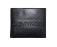 Ví da nam Calvin Klein - Đen logo chữ in nổi