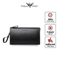Ví da nam cầm tay cao cấp Williampolo bóp da nam dáng đứng full hộp đựng cao cấp - POLO197