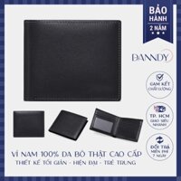 Ví da nam cao cấp nhỏ gọn nhiều ngăn. Bóp nam da bò thật. Ví nam đẹp màu đen tối giản 10x12cm | Dandy