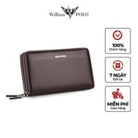 Ví da nam cao cấp Williampolo ví đứng cầm tay, bóp nam da bò full hộp đựng cao cấp - POLO163