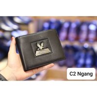 Ví da nam Cefiro dáng ngang da bò thật, màu đen