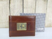 Ví da nam Cefiro dáng ngang nâu đỏ NN23