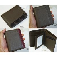 Ví da nam đứng Babu Handmade, ví nam đứng da bò Mill nâu, phối bóp da cá sấu WL192
