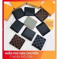 Ví da nam lv kẻ caro nhiều ngăn tiện đựng, bóp nam tiện ích.