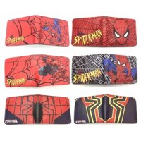 Ví Da PU Gập Đôi In Họa Tiết Hoạt Hình Spiderman Iron Man Captain America Dễ Thương Cho Bé