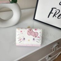 Ví da PU PRINTQI, Túi Hello Kitty Kawaii Sanrio dễ thương, Quà tặng sinh nhật Túi đựng thẻ gấp thời trang thông thường