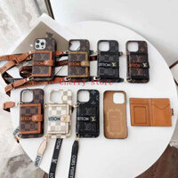Ví Da Thẻ Ốp lưng iPhone 16 Pro Max 14 11 12 13 15 Pro Max 15 16 plus14 Plus Thẻ Dây Chống Sốc Ốp Lưng Có Dây Buộc