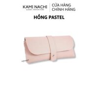 Ví da thủ công KAMI NACHI đựng mắt kính, điện thoại, tiền và thẻ các loại, có nhiều màu - Hồng pastel