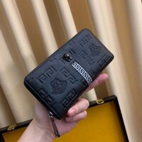 Ví dài kéo khoá cho nam thương hiệu Versace da thật cao cấp hoạ tiết logo