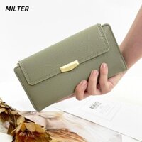 Ví dài MILTER, Hộp đựng thẻ dung lượng lớn có dây kéo, Ví đựng tiền xu nhiều thẻ bằng da Pu