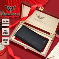 Ví dài nam hàng hiệu WilliamPOLO chất liệu da bò FULL hộp GỖ túi xách POLO211563