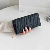 Ví Dài Nữ Retro Cổ Điển Pu Dây Kéo Ví Ví Điện Thoại Dung Tích Di Động N2f4
