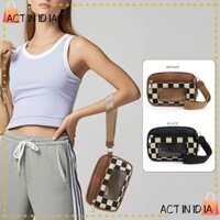 Ví đeo tay ACTINIDIA, Nylon với 3 túi đeo tay có dây kéo, Túi xách họa tiết bàn cờ siêu nhẹ chống nước bền bỉ cho Unisex