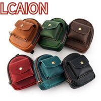 Ví đổi LCAION, 2 túi có móc ví đựng tiền xu, Chìa khóa da thật màu trơn cầm tay