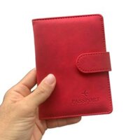 Ví đựng bao da vỏ bọc hộ chiếu Passport Cover có quai cài khắc tên, gắn charm theo yêu cầu làm quà tặng - MÀU ĐỎ