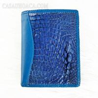 Ví đứng cá sấu hoa cà nối da, đan viền - D1080