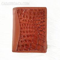 Ví đứng cá sấu hoa cà nối da, đan viền - D1080