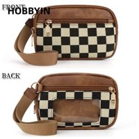 Ví đựng cổ tay HOBBYIN, Họa tiết bàn cờ với 3 túi đeo tay có dây kéo, Túi xách siêu nhẹ chống nước Nylon di động cho Unisex