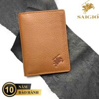 Ví Đựng Thẻ ATM Mini, Da Bò Mềm Mại GENTLE, Da Thật 100, Thiết Kế Hiện Đại, Nhiều Ngăn Tiện Dụng, Đựng Thẻ Ngân Hàng, Danh Thiếp, Căn Cước, Hình Lưu Niệm, Dáng Đứng - Gập 2 - Hàng Chính Hãng SAIGIO - Nâu bò