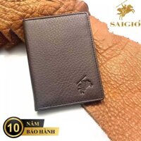 Ví Đựng Thẻ ATM Mini, Da Bò Mềm Mại GENTLE, Da Thật 100, Thiết Kế Hiện Đại, Nhiều Ngăn Tiện Dụng, Đựng Thẻ Ngân Hàng, Danh Thiếp, Căn Cước, Hình Lưu Niệm, Dáng Đứng - Gập 2 - Hàng Chính Hãng SAIGIO - Nâu