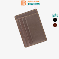 Ví đựng thẻ, Card holder v129 Bụi Leather - Da bò thật cao cấp - Bảo hành 12 tháng - Ví màu nâu gụ