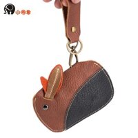 Ví đựng thẻ nữ da bò lớp đầu tiên hình voi tròn nhỏ, ví tiền xu, hộp đựng chìa khóa, hộp đựng thẻ ngân hàng, hộp đựng thẻ xe buýt, chú bò dễ thương, chú thỏ béo nhỏ