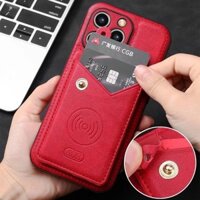 Ví đựng thẻ sang trọng Bao da cho iPhone 16 Pro Max 15 14 13 12 11 Xs Xr X 7 8 Plus SE 2022 Vỏ bảo vệ ống kính máy ảnh