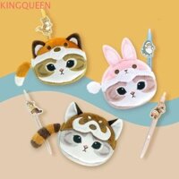 Ví đựng tiền xu bằng cát lún KINGQUEEN, có túi đựng ví sang trọng hình mèo Kitty, túi đựng tiền có dây kéo thỏ Mini Túi đựng tai nghe gấu trúc đỏ cho bé gái