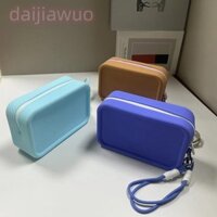 Ví đựng tiền xu DAIJI, Ví vuông có dây kéo bằng silicon, Màu trơn thời trang có dây đeo cổ tay Túi đựng tai nghe