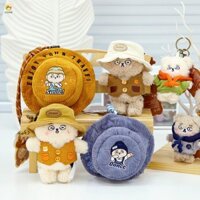 Ví đựng tiền xu hình gấu ECHOG Dadan, Túi đựng tai nghe vải nhung Dadan Go Wild Túi ví sang trọng, Hộp đựng thẻ mũ xô dễ thương Dây kéo gấu táo bạo Mũ ngư dân Quà tặng mặt dây chuyền
