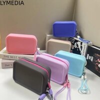 Ví đựng tiền xu LYMEDIA, Ví vuông có dây kéo bằng silicon, Thời trang có dây đeo cổ tay Túi lưu trữ màu trơn Tai nghe