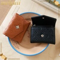 Ví đựng tiền xu MEIGUII, Ví Mini gấp ba dây kéo, Quà tặng đựng thẻ ID di động in hoa thời trang