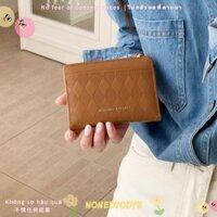 Ví đựng tiền xu NONEDYODYE, Ví Mini gấp in hình thoi, Dây kéo Hộp đựng thẻ ID di động Cô gái