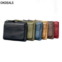 Ví đựng tiền xu OKDEALS, Ví RFID Mini nhiều chỗ ngồi, Túi đựng đồ mỏng bằng da thật sáng tạo dành cho nam giới