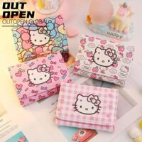 Ví đựng tiền xu OUTOPEN, Ví Hello Kitty dễ thương bằng da, Túi đựng thẻ di động hoạt hình PU