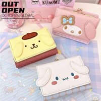 Ví đựng tiền xu Purin Dog Kuromi Túi gấp hoạt hình Anime Ví dễ thương